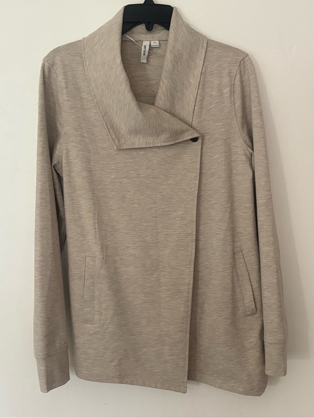 Kensie Beige Heather Knit Draped Collar Jacket Cardigan Size M